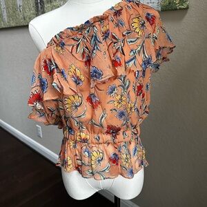 Ramy Brook | NWT | Floral one-shoulder blouse | M (6-8)